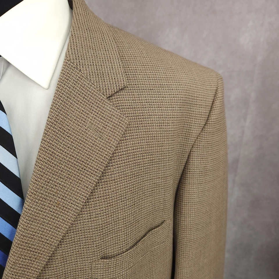 JF J. Ferrar Blazer Mens 46L Brown Sports Coat Suit Jacket 3 Button Pure Wool - Image 4 of 4