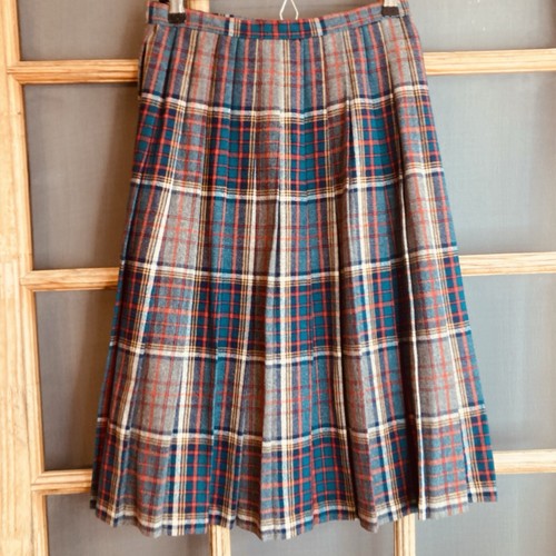 Vintage Bobbie Brooks Juniors' Blue Green Plaid Wrap Skirt Size 13/14 Schoolgirl - Picture 2 of 11