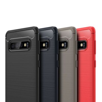 Samsung Galaxy S10 TPU Handy Case Carbon Fiber Brushed Schutz Hülle Bumper Cover