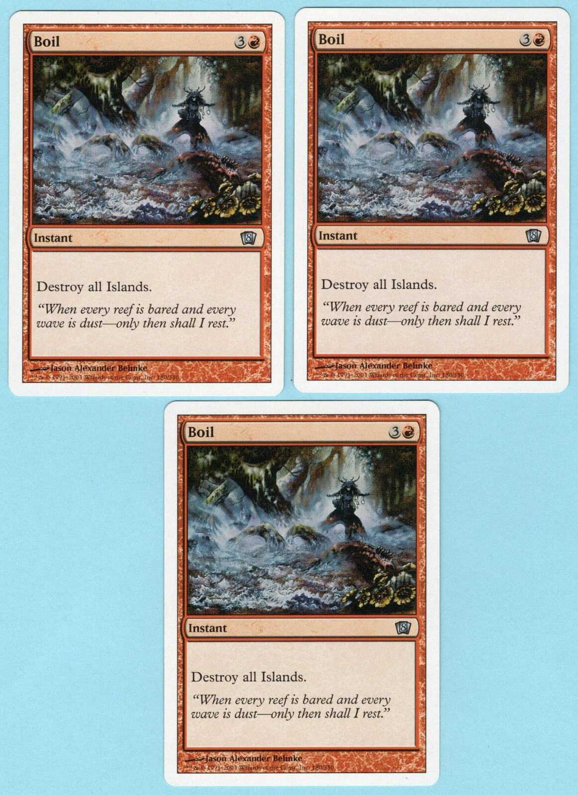 Boil x3 3x 2003 MTG Core Set 8th Edition Red Uncommon Instant NM AZ1