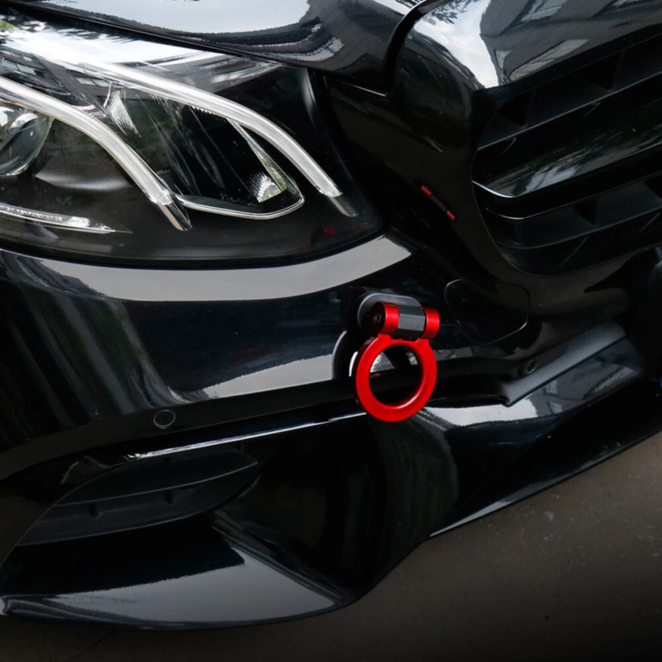 Universal Car Accessories Ring Track Racing Style Red Tow Hook Look Decoration Foto 4 de 4