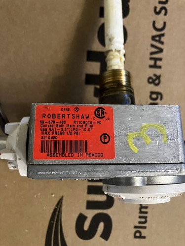 Robertshaw 69-578-433 hot water heater gas valve & Pilot assmb.Same Day Shipping - Picture 3 of 15