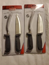 2 New COLEMAN Stainless Steel Fork & Knife Set Camping Hunting Tailgating BBQ