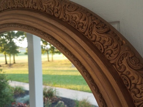 Vintage Oval Gold Gilt Floral Decorated Mirror Grote Mfg Co Madison IN 29 x 25.5 - Picture 5 of 12