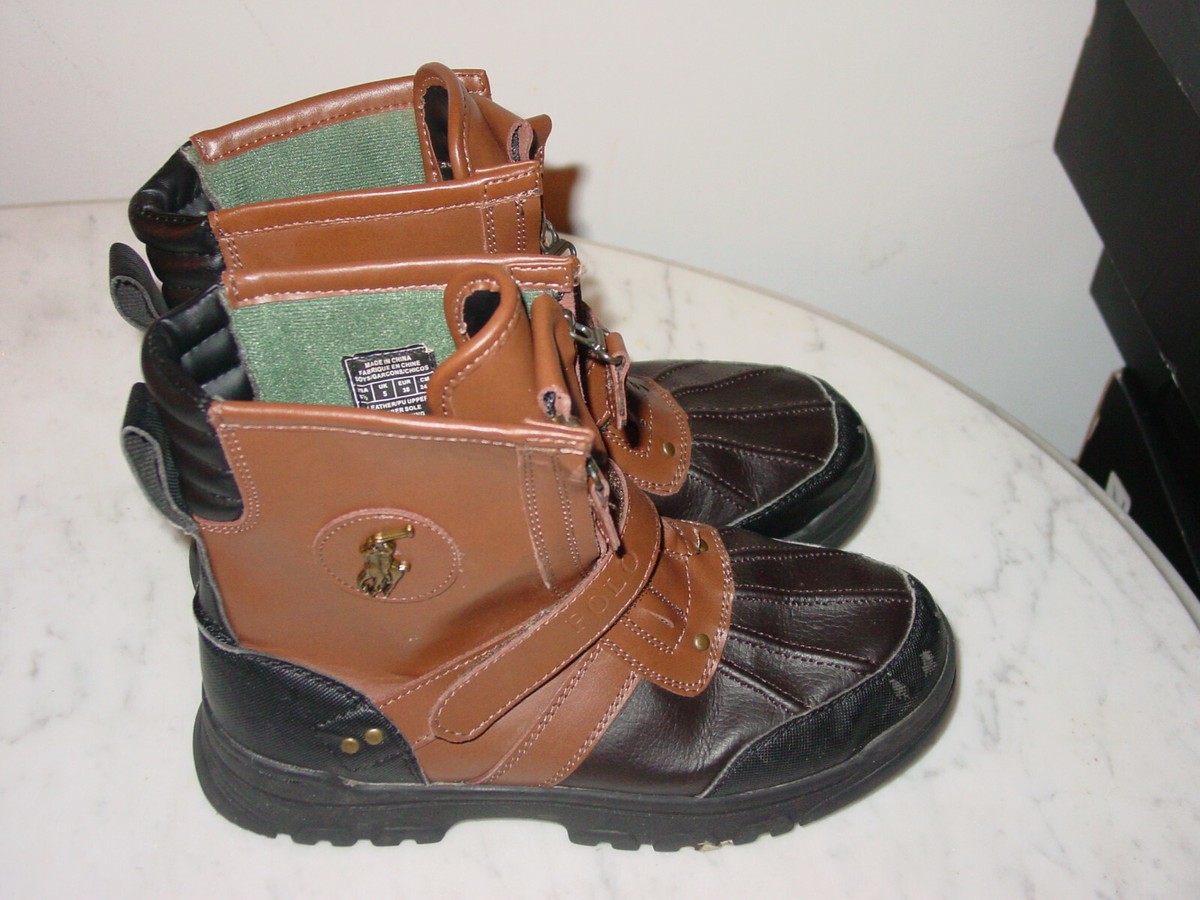 Boys Polo Ralph Lauren Black/Brown 998825 Conquered HI Youth Boots