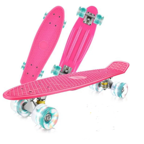 Skateboard pour fille ROSE  22 pouces, avec roues lumineuses - Photo 1/4