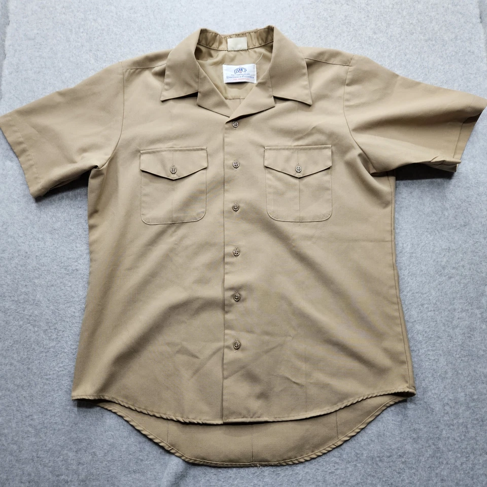 Camisa DSCP Quarterdeck Collection Para Hombre Grande Caqui Marrón Abotonada Foto 4 de 4