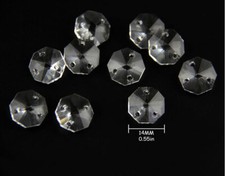 100PCS 14mm 3 Holes Crystal Octagon Bead Prism Chandelier Lamp Lighting Part DIY