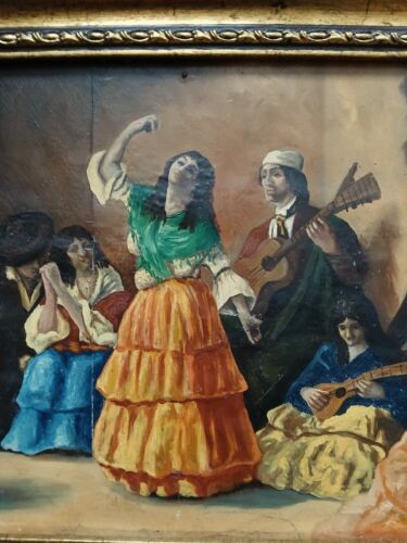 Superbe huile de 1927 sig J Rougeron " les danseurs espagnoles " - Foto 3 di 6
