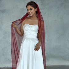 Pearls Bridal Veil Soft 1 Tier Beaded Wedding Veil with Comb Waltz Length 1.5 M