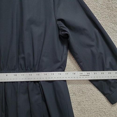 Talbots Shirt Dress Women's 14 Petite Black Cotton Knotted Sleeve Lagenlook - Picture 10 of 12