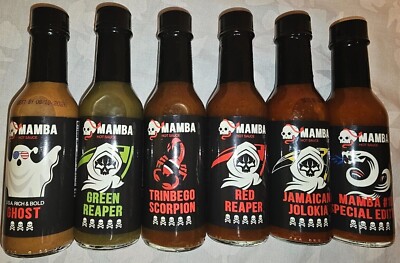 MAMBA PREMIUM HOT SAUCES - BUY 1 -6 BOTTLES OF ASSORTED, UNIQUE FLAVORS