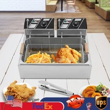 3400w Commercial Electric Deep Fryer 6l+6l Dual Tank Commercial W/ Fry Basket US