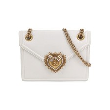 Dolce&Gabbana Devotion Small White Calfskin Shoulder Crossbody Duty Paid