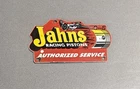 VINTAGE 12” JAHNS RACING PISTONS PORCELAIN SIGN CAR OIL GAS TRUCK MOTORCYCLE