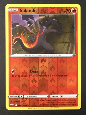 Pokmemon TCG Salandit 027/202 Swsh01: Sword & Shield Reverse Holo NM - Image 1 of 2