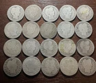 Lot of 20 - US Barber Silver Quarters Old US 90% Silver 25c Coins Low Grade Cull