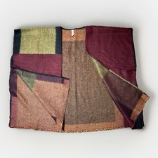 Handmade Colorblock Poncho Shawl Cape Wrap Open Front Boho Casual 28x33.5