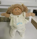 Vtg 1982 Cabbage Patch Kids Blonde Doll Girl 18" Green Eyes PJ's & Pink Snowsuit