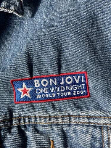Vintage Bon Jovi One Wild Night 2001 Tour Denim Jacket XL Haleman Custom Patch image 5