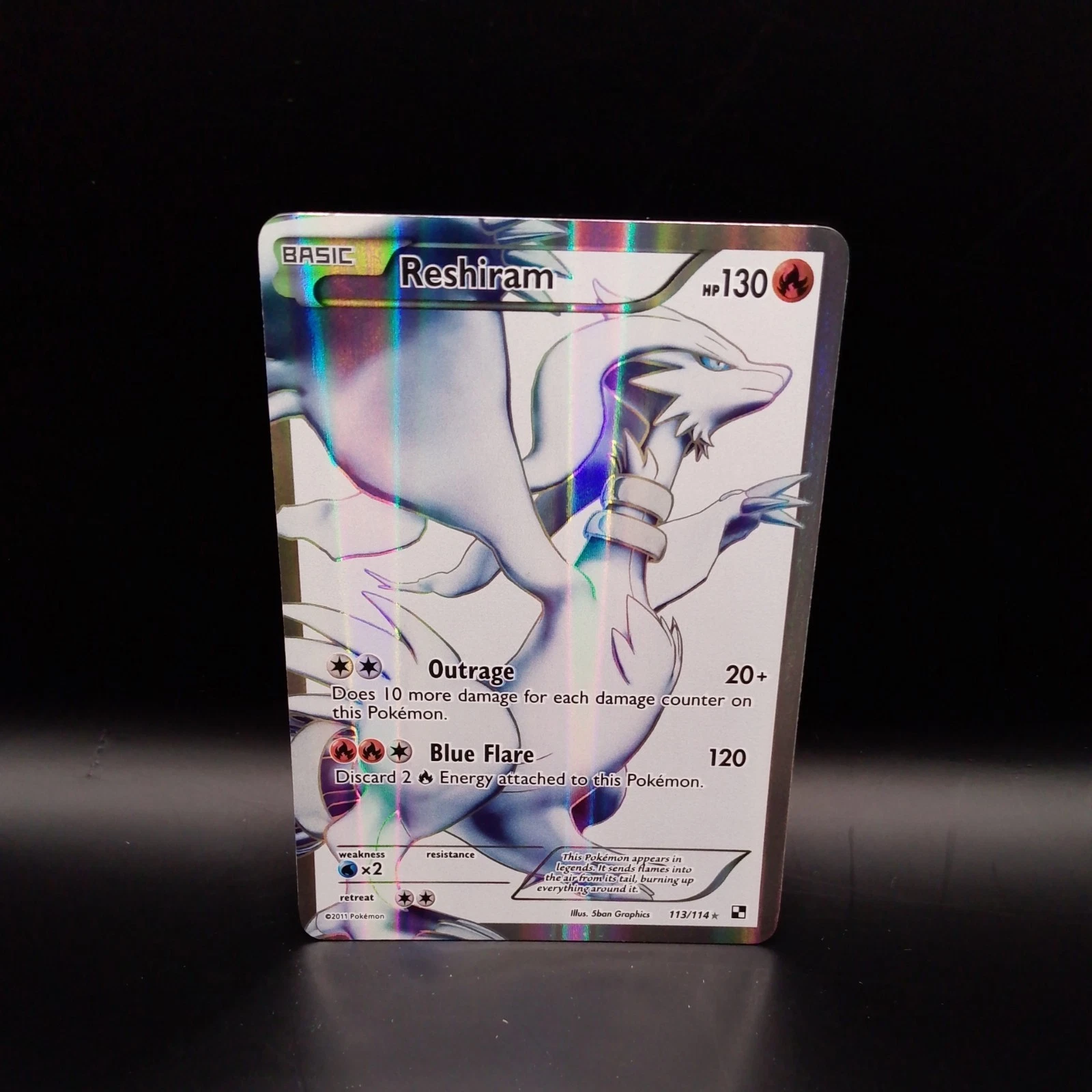 Reshiram 113/114 Black & White Full Art Ultra Rare Pokemon Card 2011