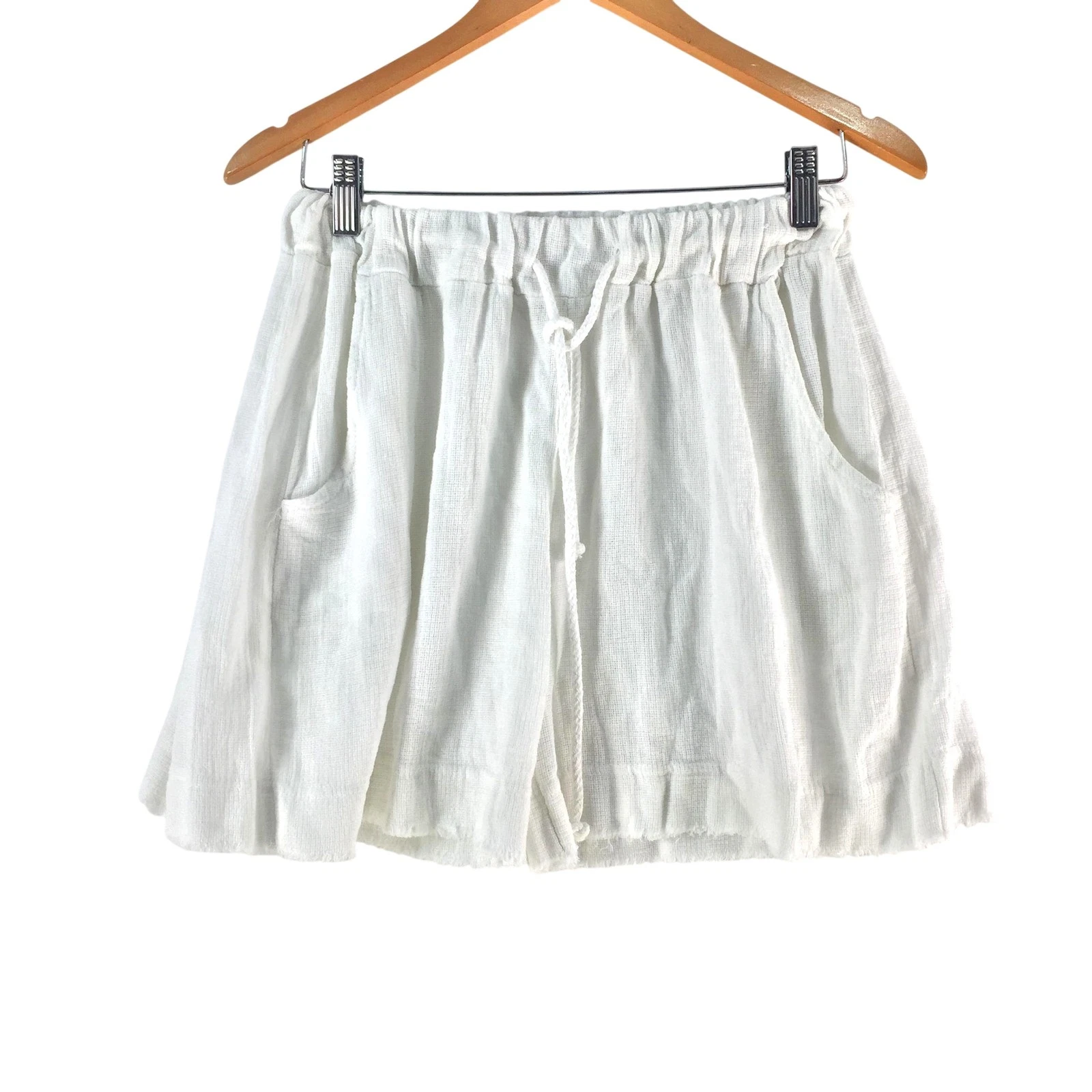 Jenny Jazz Shorts Womens Size S White Linen Gauze Paperbag Italy 134086