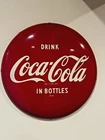 Vintage Original 16” Coca-Cola Button Sign AM 35X – Drink Coca-Cola In Bottles-