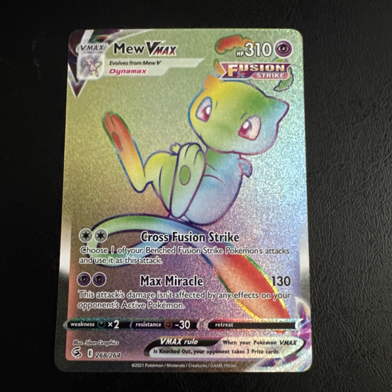 Pokemon TCG Fusion Strike Mew VMAX 268/264 Secret Rare - NM!!