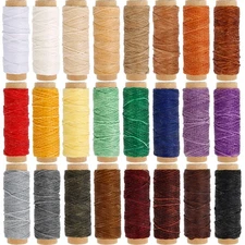 JANYUN 792 Yards 24 Colors Leather Sewing Waxed Flat Cord Thread for Leather ...