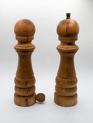 Vintage Mid-Century Modern Brostrom Denmark Teak Salt & Pepper Grinder Set