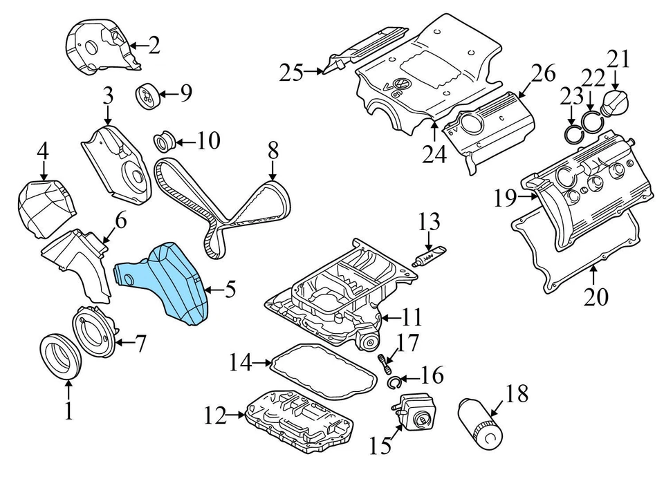 AUDI A6 1998-2001 - Cubierta superior izquierda correa de distribución 078109123N Foto 3 de 4