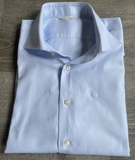 Suitsupply Men  s Sky Blue Long Sleeve Slim Fit Cotton Dress Shirt Size Medium