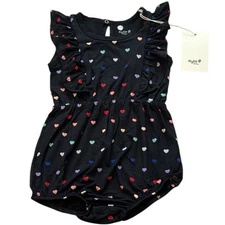 Kyte Baby Bamboo Bubble Romper One Piece Dress Ruffles Snaps Hearts NWT 18-24 M
