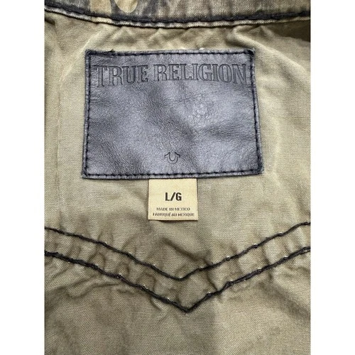 RARE True Religion Jimmy Super T Olive Green Camo Jacket Large image 5