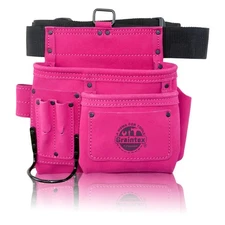 5 Pocket Suede Leather Tool Belt/Bag | Pink | Multipurpose Leather Tool Belt ...