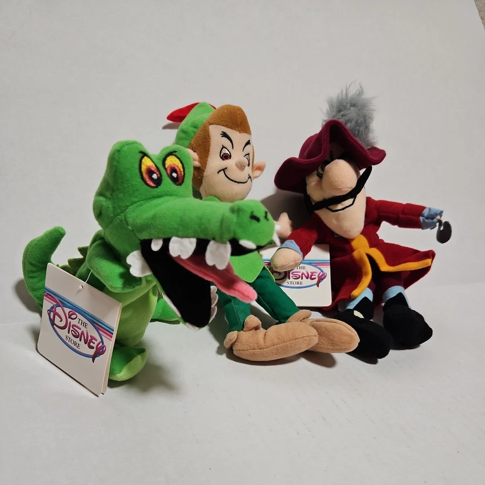 Vintage Lot of 3 Disney Peter Pan/ Captain Hook/ Crock Beanie Plush About 8" - Image 2 of 4