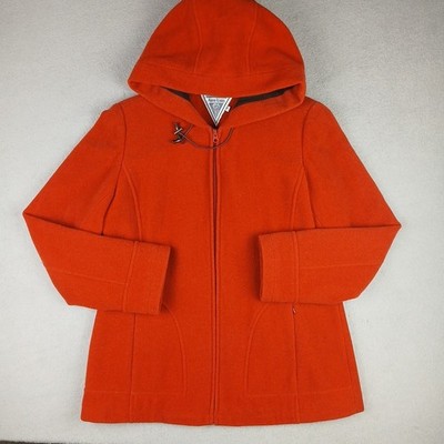 Vintage Marvin Richards Women's Coat Small Red Jacket Hooded Wool Nylon