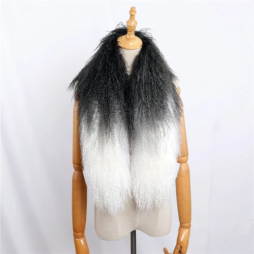 Women Real Mongolian Lamb Fur Scarf Shawl Double Side Lamb Neckerchief Wraps - Picture 10 of 28