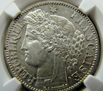 France 2 Francs 1894-A NGC MS 61. Full white and much underrated