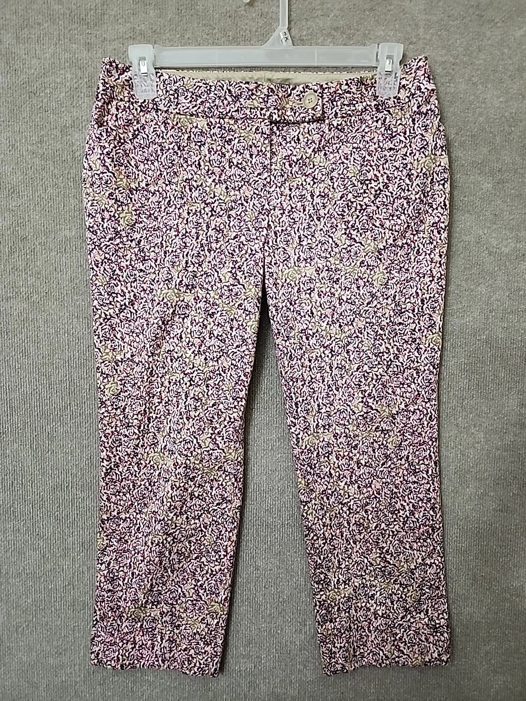 The Limited Drew Fit Cropped Capri Pants Women 10 Floral Straight Stretch Cuffed