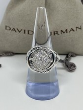 David Yurman 7mm Infinity Pave Diamond Silver Ring Size 7