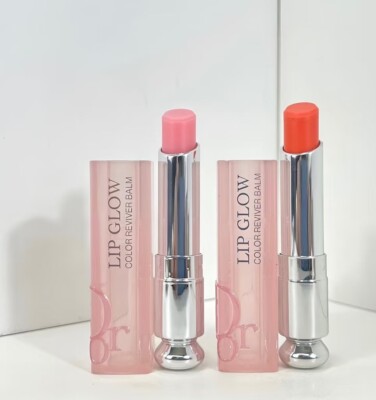 Dior Addict Lip Glow Reviver Duo 001 Pink & 004 Coral Lipstick Balm Gloss Set
