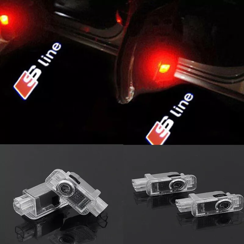 2Pcs Audi Sline HD GHOST LASER PROJECTOR DOOR UNDER PUDDLE LIGHTS FOR AUDI