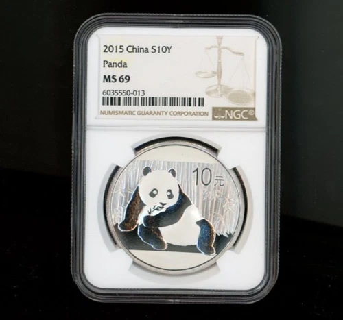 2015 China Panda Silver Coin 10 Yuan 1oz NGC MS69
