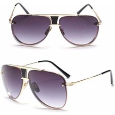 Aviator Sunglasses Men Women Gold Frame Black Lens Fashion Sun Glasses Pilot