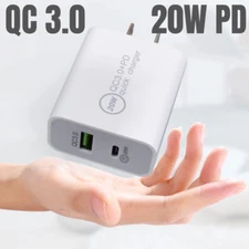 For iPhone 12 11 XS Samsung 20W QC 3.0 PD USB-C Fast Wall Charger Power Adapter