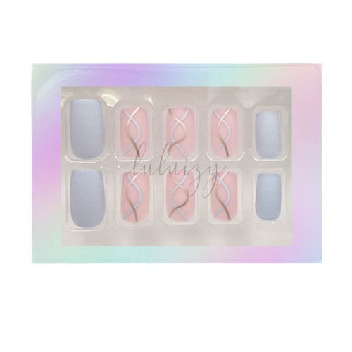 Luluizy Reusable Press On Nails Medium Square Matte 24 Nail Tips 5 Accessories - Picture 3 of 7