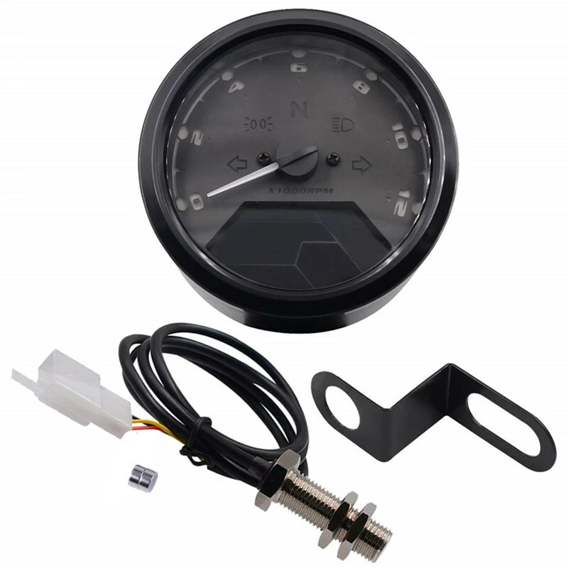Motorcycle 12000 RMP LCD Digital Odometer Speedometer Tachometer Gear Indicator - Image 2 of 4