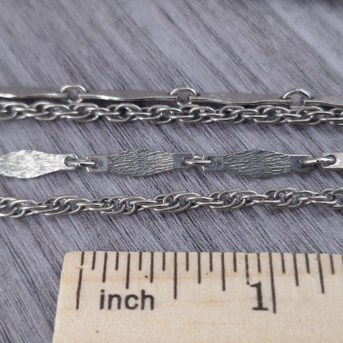 Vintage Silver Tone Double Strained 52 inch Chain Necklace Fashion Jewelry - Picture 2 of 5
