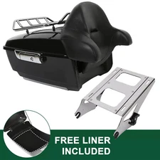 King Trunk Pack Backrest Mount Rack For Harley Davidson Touring Road Glide 2014+